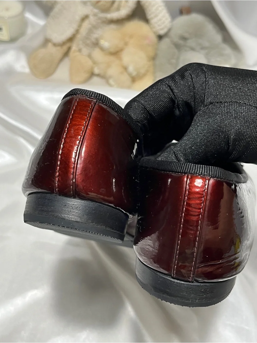 CHANEL Two-Tone Burgundy and Black Cap-Toe Ballerinas
